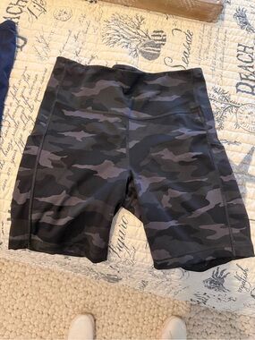 Athleta Charcoal Camo High-Waist Biker Shorts
